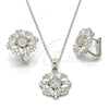 Sterling Silver Earring and Pendant Adult Set, with White Cubic Zirconia, Polished, Rhodium Finish, 10.175.0040