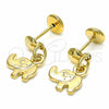 Oro Laminado Stud Earring, Gold Filled Style Elephant Design, Polished, Golden Finish, 02.09.0167