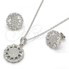 Sterling Silver Earring and Pendant Adult Set, with White Cubic Zirconia, Polished, Rhodium Finish, 10.286.0005