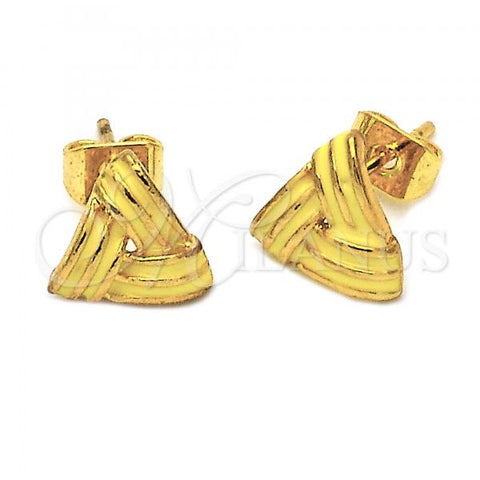 Oro Laminado Stud Earring, Gold Filled Style Love Knot Design, Yellow Enamel Finish, Golden Finish, 5.126.032.1 *PROMO*