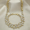 Oro Laminado Necklace and Bracelet, Gold Filled Style Heart Design, with White Cubic Zirconia, Polished, Golden Finish, 06.284.0010