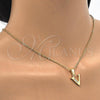 Oro Laminado Fancy Pendant, Gold Filled Style Initials Design, with White Cubic Zirconia, Polished, Golden Finish, 05.26.0034