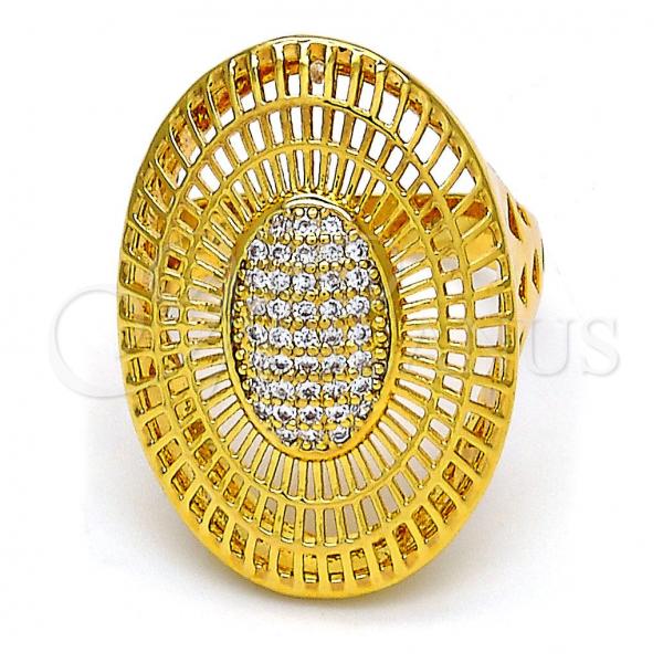 Oro Laminado Multi Stone Ring, Gold Filled Style with White Micro Pave, Polished, Golden Finish, 01.118.0029.09 (Size 9)