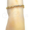 Oro Laminado Fancy Anklet, Gold Filled Style Leaf Design, Polished, Golden Finish, 03.210.0065.10