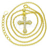 Sterling Silver Pendant Necklace, Cross Design, with White Cubic Zirconia, Polished, Golden Finish, 04.336.0120.2.16