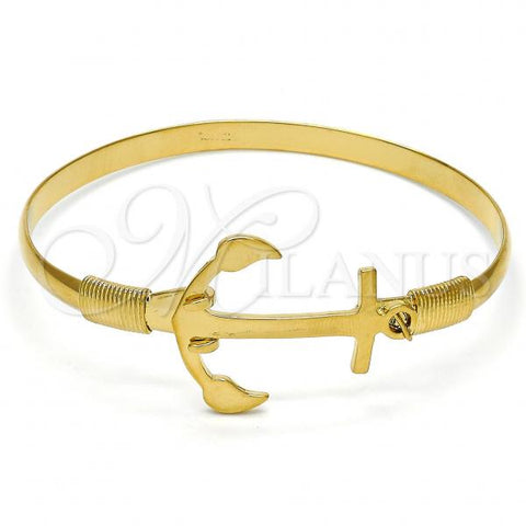 Oro Laminado Individual Bangle, Gold Filled Style Anchor Design, Polished, Golden Finish, 07.192.0012.06 (25 MM Thickness, Size 6 - 2.75 Diameter)