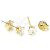 Oro Laminado Stud Earring, Gold Filled Style with White Cubic Zirconia, Polished, Golden Finish, 5.128.024