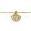 Oro Laminado Pendant Necklace, Gold Filled Style Heart Design, with White Micro Pave, Polished, Golden Finish, 04.156.0046.20