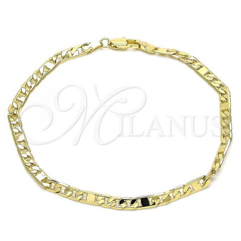 Oro Laminado Basic Anklet, Gold Filled Style Figaro Design, Polished, Golden Finish, 04.319.0004.09