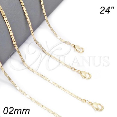 Oro Laminado Basic Necklace, Gold Filled Style Polished, Golden Finish, 04.213.0096.24