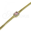 Oro Laminado Fancy Bracelet, Gold Filled Style with Pink Cubic Zirconia and White Micro Pave, Polished, Golden Finish, 03.213.0150.07