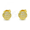 Oro Laminado Stud Earring, Gold Filled Style with White Micro Pave, Polished, Golden Finish, 02.344.0092