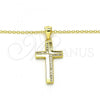 Sterling Silver Pendant Necklace, Cross Design, with White Micro Pave, Polished, Golden Finish, 04.336.0127.2.16