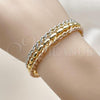 Oro Laminado Individual Bangle, Gold Filled Style and Ball Polished, Tricolor, 07.170.0068