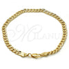 Gold Tone Basic Bracelet, Pave Cuban Design, Polished, Golden Finish, 04.242.0036.09GT