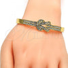 Gold Tone Individual Bangle, with White Crystal, Polished, Golden Finish, 07.252.0026.04.GT (05 MM Thickness, Size 4 - 2.25 Diameter)