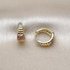 Oro Laminado Huggie Hoop, Gold Filled Style Polished, Tricolor, 02.156.0727.15