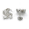 Sterling Silver Stud Earring, with White Cubic Zirconia, Polished, Rhodium Finish, 02.175.0109