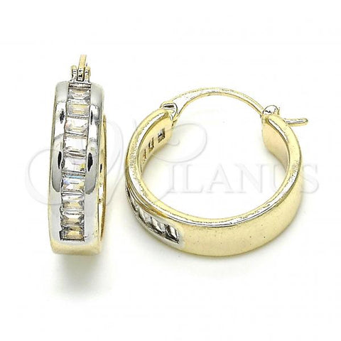Oro Laminado Small Hoop, Gold Filled Style with White Cubic Zirconia, Polished, Two Tone, 02.99.0009.3.20