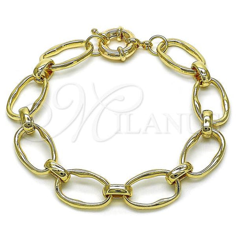 Oro Laminado Fancy Bracelet, Gold Filled Style Rolo Design, Polished, Golden Finish, 03.429.0019.08