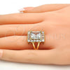 Oro Laminado Multi Stone Ring, Gold Filled Style with White Cubic Zirconia, Polished, Golden Finish, 01.205.0012.4.07 (Size 7)