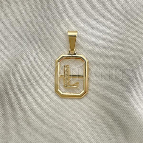 Oro Laminado Fancy Pendant, Gold Filled Style Initials Design, Polished, Golden Finish, 05.02.0069.12