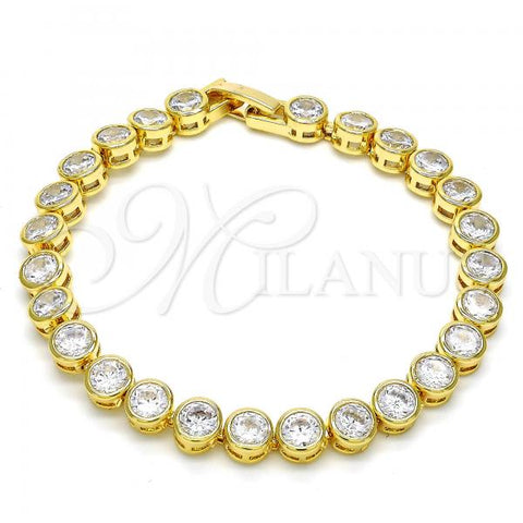 Oro Laminado Tennis Bracelet, Gold Filled Style with White Cubic Zirconia, Polished, Golden Finish, 03.284.0014.07