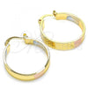 Oro Laminado Medium Hoop, Gold Filled Style Diamond Cutting Finish, Tricolor, 02.170.0248.25