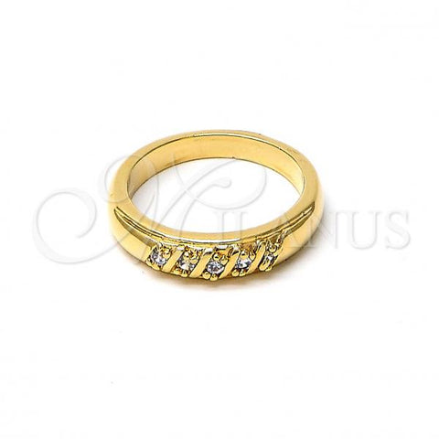 Oro Laminado Wedding Ring, Gold Filled Style with White Cubic Zirconia, Polished, Golden Finish, 5.164.029.1.06 (Size 6)