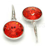 Rhodium Plated Dangle Earring, with Padparadscha Swarovski Crystals, Polished, Rhodium Finish, 02.239.0001.11