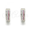 Stainless Steel Huggie Hoop, with Pink and White Crystal, Polished, Steel Finish, 02.230.0072.12