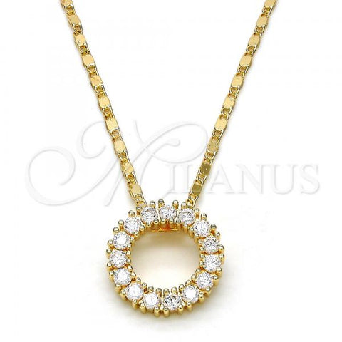 Oro Laminado Pendant Necklace, Gold Filled Style with White Cubic Zirconia, Polished, Golden Finish, 04.156.0061.20