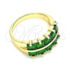 Oro Laminado Multi Stone Ring, Gold Filled Style with Green Cubic Zirconia, Polished, Golden Finish, 01.346.0020.3.07