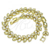 Oro Laminado Tennis Bracelet, Gold Filled Style Leaf Design, with White Cubic Zirconia, Polished, Golden Finish, 03.283.0030.08