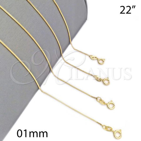 Oro Laminado Basic Necklace, Gold Filled Style Box Design, Polished, Golden Finish, 04.32.0011.22