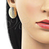 Oro Laminado Stud Earring, Gold Filled Style Hollow Design, Polished, Golden Finish, 02.411.0039