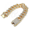 Oro Laminado Basic Bracelet, Gold Filled Style with White Crystal, Polished, Golden Finish, 03.372.0004.08