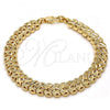 Gold Tone Fancy Bracelet, Diamond Cutting Finish, Golden Finish, 03.100.0021.08