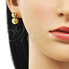 Oro Laminado Stud Earring, Gold Filled Style Ball and Hollow Design, Polished, Golden Finish, 02.341.0209