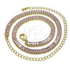 Oro Laminado Fancy Necklace, Gold Filled Style with Pink Cubic Zirconia, Polished, Golden Finish, 04.130.0001.4.12