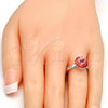 Rhodium Plated Multi Stone Ring, with Rose Peach Swarovski Crystals, Polished, Rhodium Finish, 01.239.0001.4 (One size fits all)