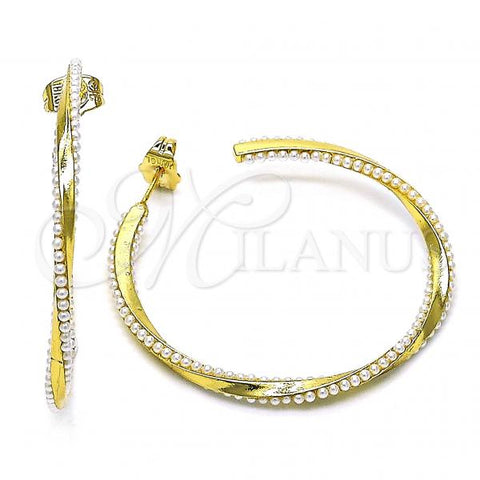 Oro Laminado Medium Hoop, Gold Filled Style with Ivory Pearl, Polished, Golden Finish, 02.379.0053.40