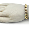 Stainless Steel Basic Bracelet, Pave Cuban Design, Diamond Cutting Finish, Golden Finish, 03.116.0029.09