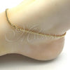 Oro Laminado Basic Anklet, Gold Filled Style Miami Cuban Design, Polished, Golden Finish, 04.213.0095.10