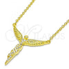 Sterling Silver Pendant Necklace, Angel Design, with White Micro Pave, Polished, Golden Finish, 04.336.0009.2.16