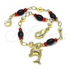 Oro Laminado Charm Bracelet, Gold Filled Style Dolphin Design, Polished, Golden Finish, 03.213.0083.07