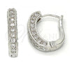 Rhodium Plated Huggie Hoop, with White Cubic Zirconia, Polished, Rhodium Finish, 02.217.0024.1.15