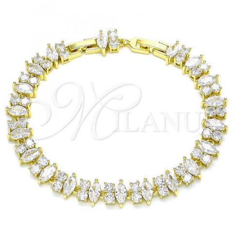 Oro Laminado Tennis Bracelet, Gold Filled Style with White Cubic Zirconia, Polished, Golden Finish, 03.283.0028.08
