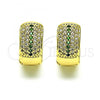 Oro Laminado Huggie Hoop, Gold Filled Style with Green and White Micro Pave, Polished, Golden Finish, 02.210.0039.9.15