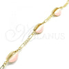Oro Laminado Fancy Bracelet, Gold Filled Style Shell Design, Pink Enamel Finish, Golden Finish, 03.63.2091.1.08